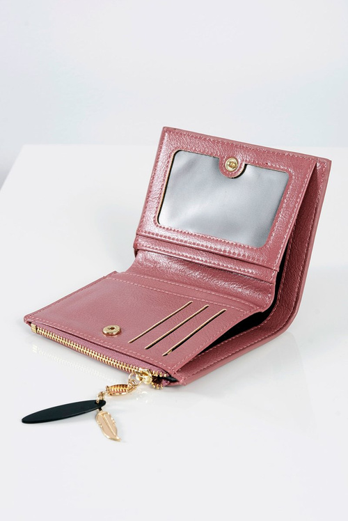 Жіночий рожевий гаманець із золотим пером
