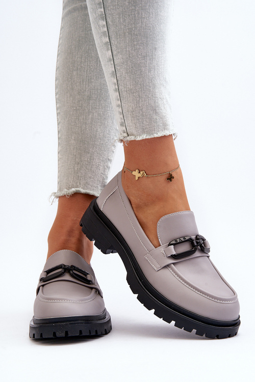 Жіночі сірі мокасини з натуральної шкіри Imbleria