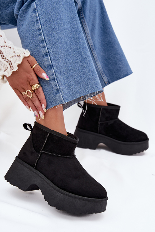 Жіночі Низькі Чоботи Для Снігу З Утепленням З Вовни Чорні Мавел