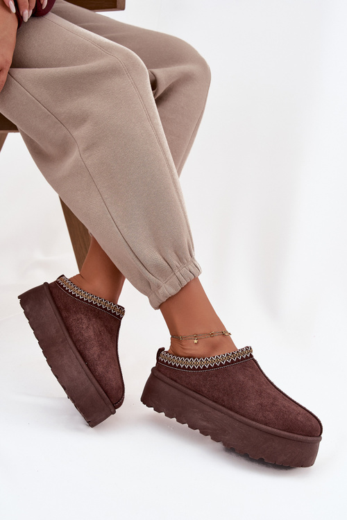 Жіночі зимові чоботи з декоративним вишивкою шоколадний Jenira