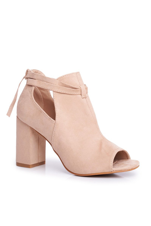 Жіночі босоніжки на шпильці Чоботи з відкритим носком бежево-сірі