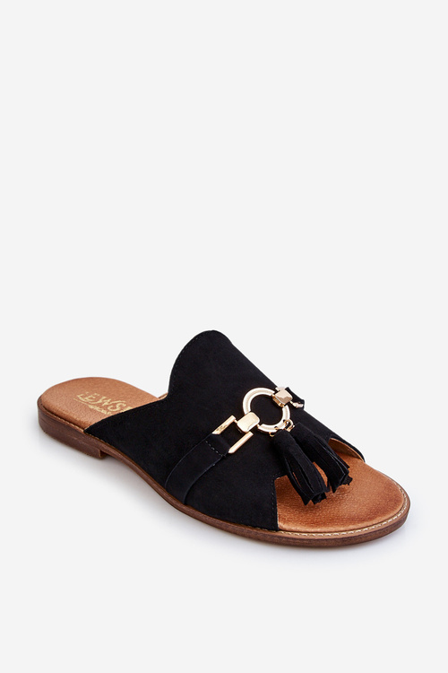 Жіночі замшеві тапочки Lewski Shoes 3226 Чорні