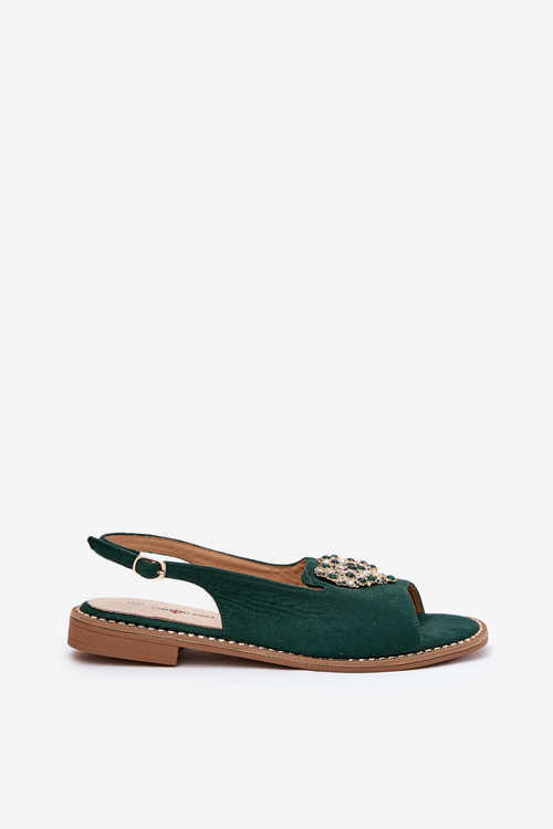 Босоніжки жіночі з золотим декором еко замша S.Barski KV27-059 коричневі