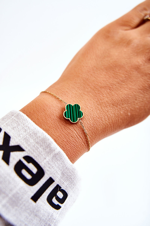 Жіночий модний браслет із зелено-чорним квітковим золотом