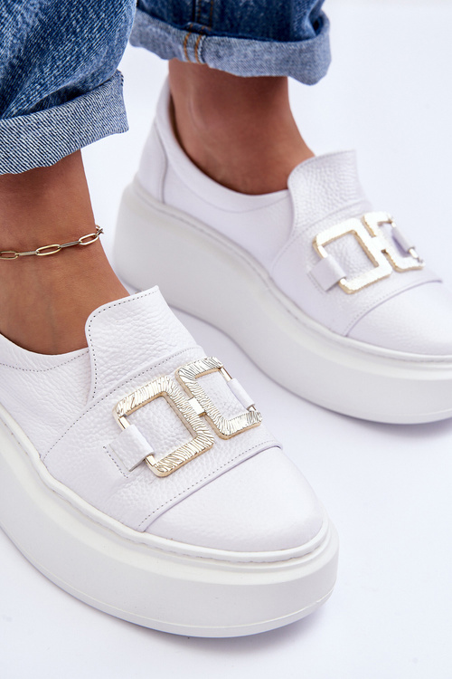 Жіночі шкіряні туфлі на платформі білі Lewski 3398/2