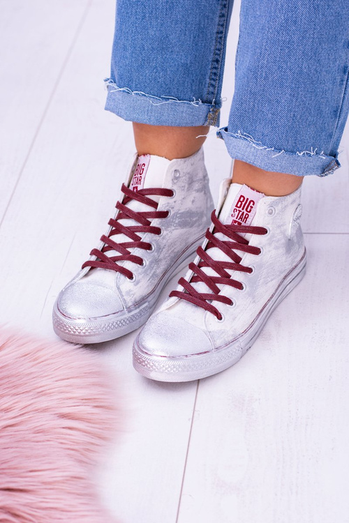 Високі білі посріблені тенісні кросівки Big Star BB274016