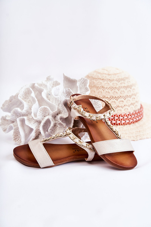 Дитячі шкіряні босоніжки з пряжкою бежевого кольору Letto