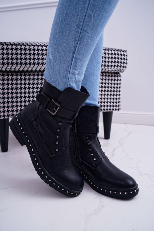 Жіночі чоботи на флісовій підкладці чорні піаніно