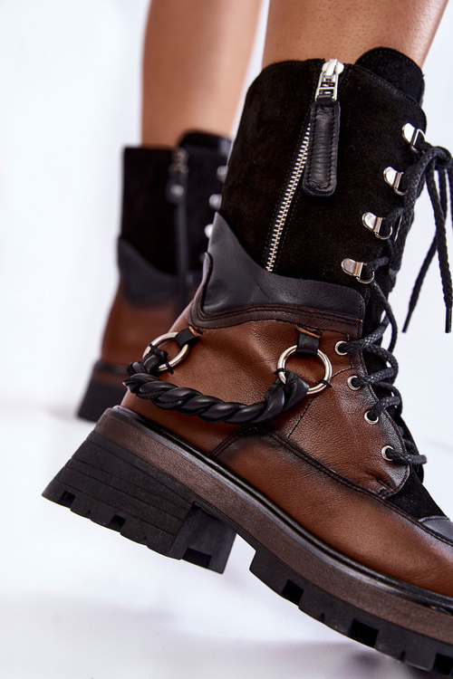 Чоботи шкіряні робочі Maciejka 05586-29 коричнево-чорні