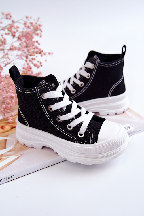 Дитячі високі кросівки чорно-білі Freeze