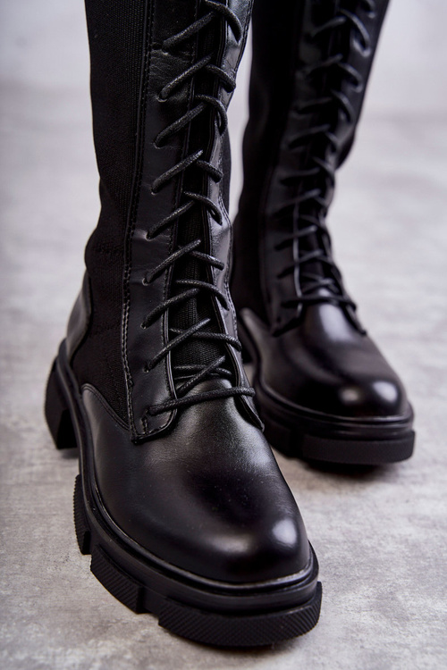 Жіночі чоботи зі шкарпетками на підборах Black Verano