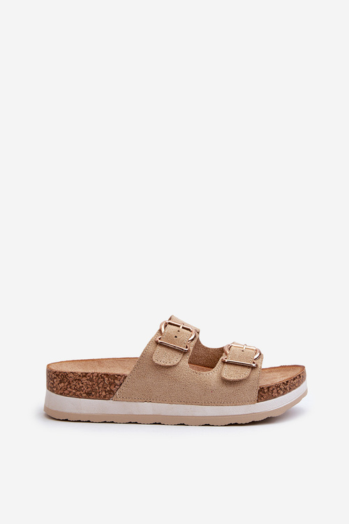 Жіночі босоніжки на платформі з пряжками з еко-замші бежеві Ursila