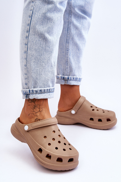 Поролонові босоніжки Crocs на масивній підошві Бежеві Katniss