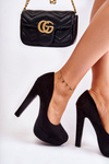 Чорні замшеві туфлі на високих підборах Santene