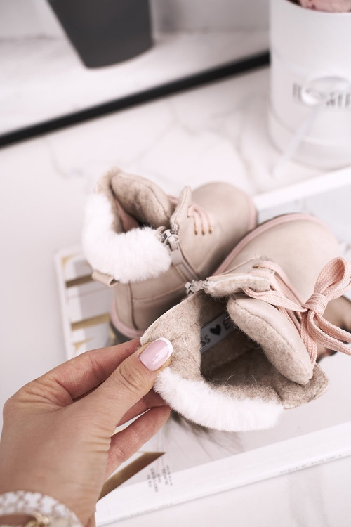 Пудрові теплі дитячі чобітки бежеві Маестро