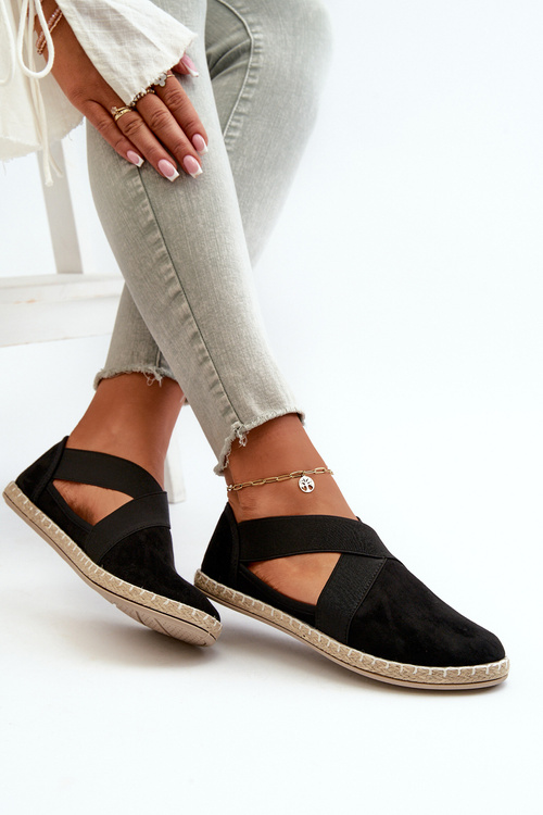 Жіночі еспадрільї на еластичних бретелях Еко-замша Чорна Федрана