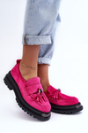 Жіночі замшеві лофери мокасини фуксія Ramvli