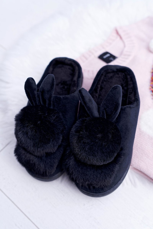 Жіночі класичні тапочки з кроликом Black Howi