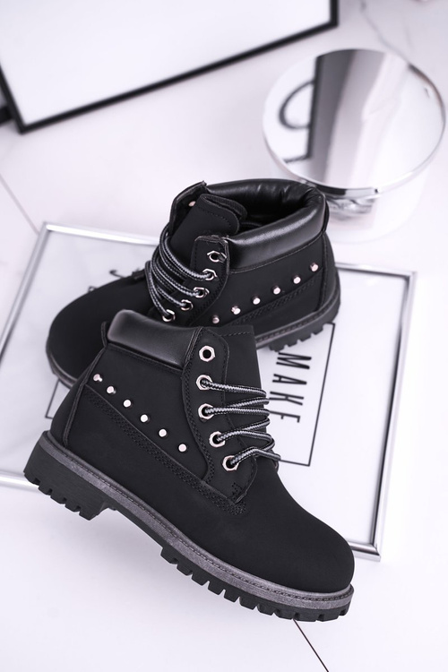 Дитячі утеплені черевики на шпильці Чорні Gonzo