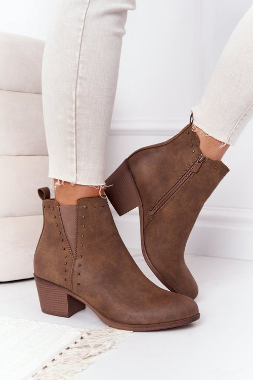 Жіночі утеплені черевики челсі на блочному каблуці кольору хакі Морган