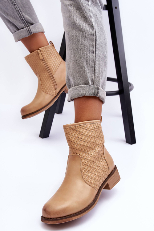 Жіночі плетені чоботи бежеві Chilly