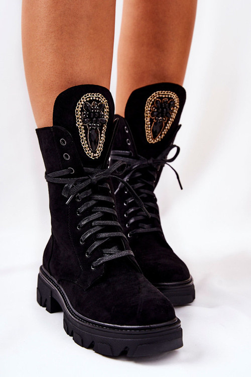 Замшеві чоботи з декором Black Elaina