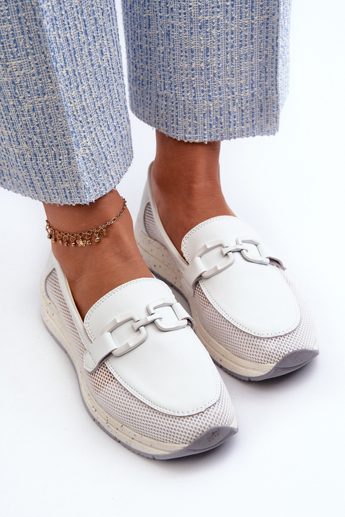 Жіночі шкіряні мокасини D&A TW210 Білі