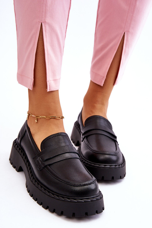 Шкіряні жіночі лофери Big Star LL274458 Чорні