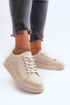 Жіночі шкіряні кросівки на платформі бежеві гатира