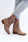 Жіночі ботильйони ажурні на підборах Zazoo 3394/2 Cappuccino