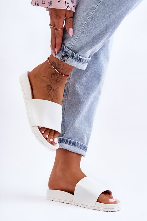 Жіночі класичні тапочки білі Rolien