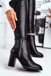 Чоботи жіночі на високому каблуці Чорні Gloris