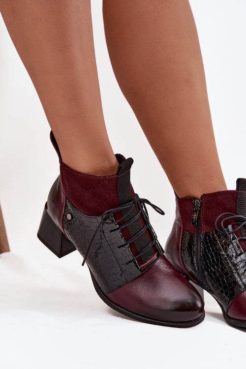 Zazoo 60503 Шкіряні чоботи на підборах із ізоляцією Бордо