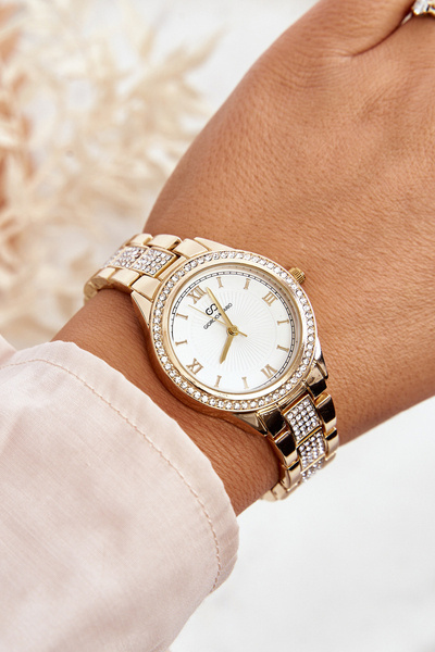 Сталевий масивний годинник з цирконами Giorgio&Dario Gold