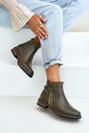 Теплі жіночі ботильйони з еко шкірою Taitha на застібці на низькому ходу