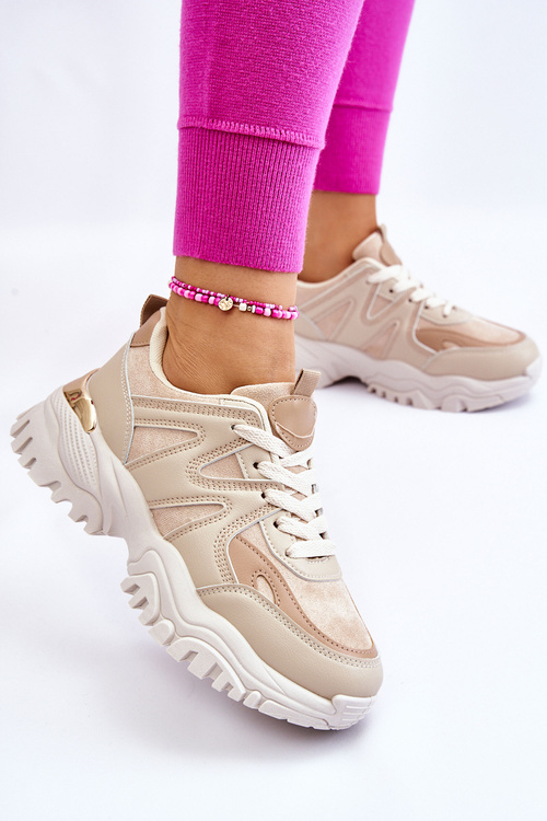 Класичні спортивні туфлі на платформі бежеві Bowie