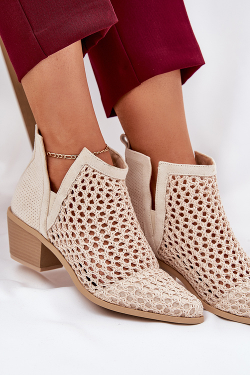 Жіночі Чоботи З Вирізами Та Плетінням Світло-бежеві Tulifedi