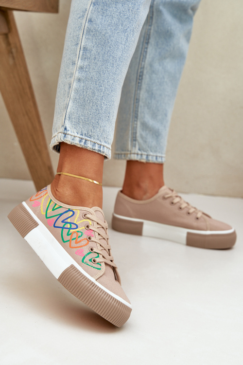 Жіночі Кросівки Серця Темно-бежеві Fonirea