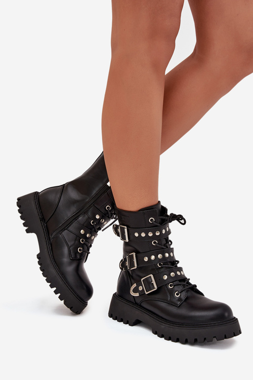 Утеплені Робочі Черевики З Ремінцями І Застібками Big Star OO274707 Чорні