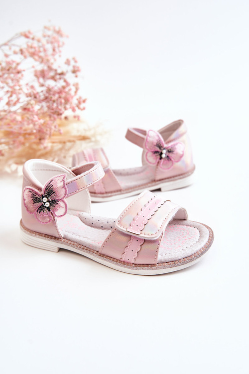 Дитячі босоніжки з метеликом Pink Nicoll