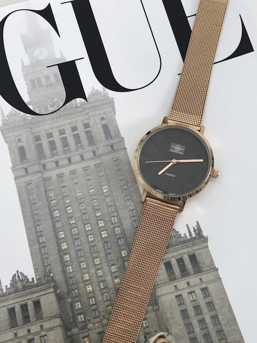 Жіночий годинник Michael John Elis Pink Gold / Grey Shield