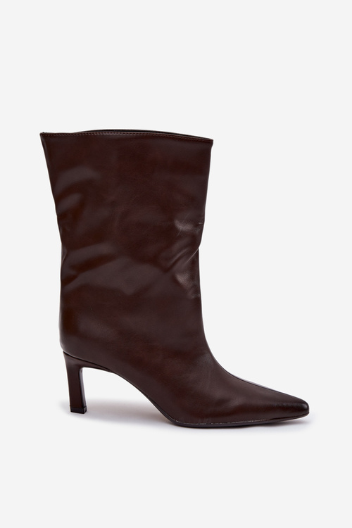 Напівчеревики жіночі на підборах з екошкіри шоколадні Norell