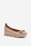 Шкіряні балетки на платформі з орнаментом бежеві Lewski 3384