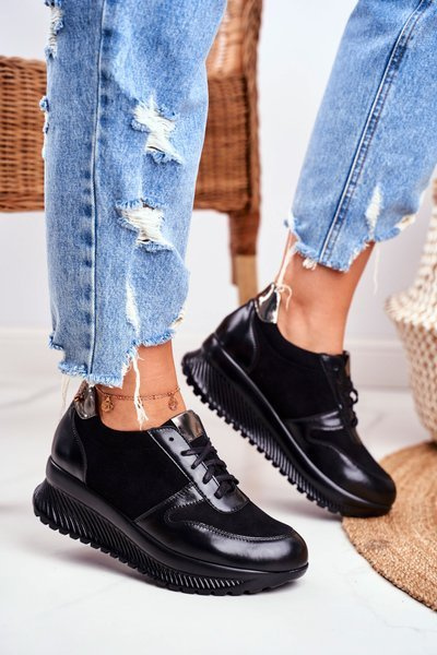 Жіноче спортивне взуття шкіряне чорне Gianna