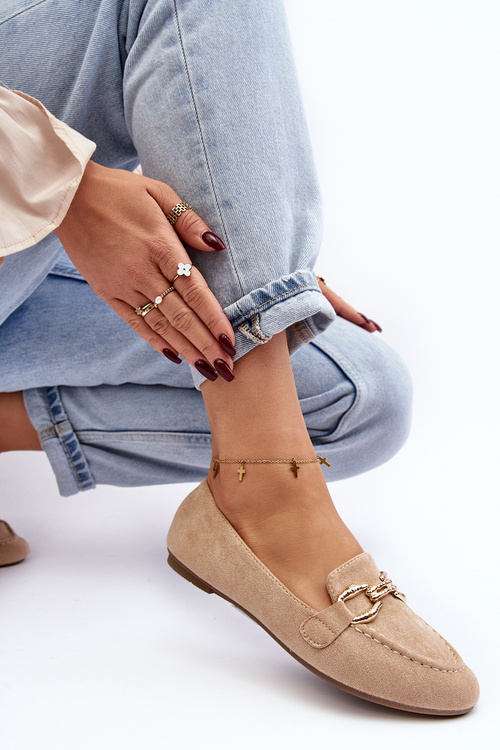 Жіночі лофери з бежевим декором Гана