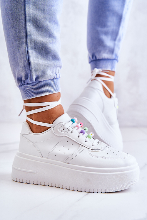 Жіноче спортивне взуття на зав'язках Кросівки білі Manila