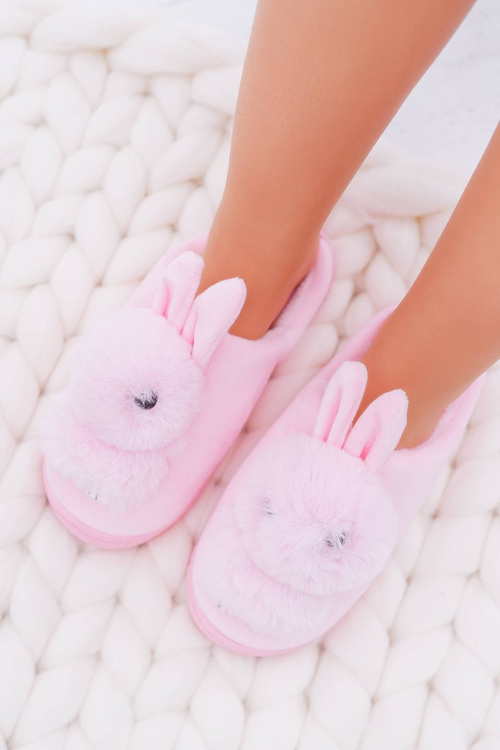 Жіночі тапочки класичні з кроликом рожевого кольору Howi