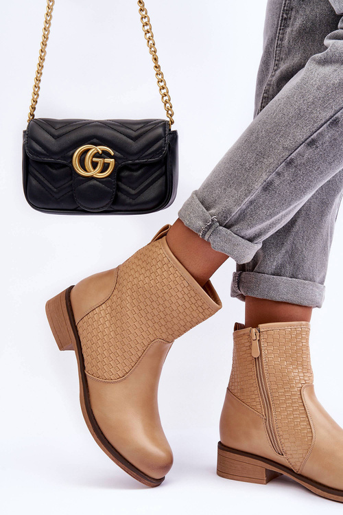 Жіночі плетені чоботи бежеві Chilly