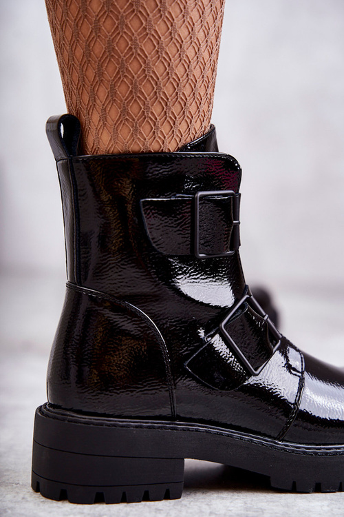Лаковані жіночі черевики на блискавці Чорні Gritta