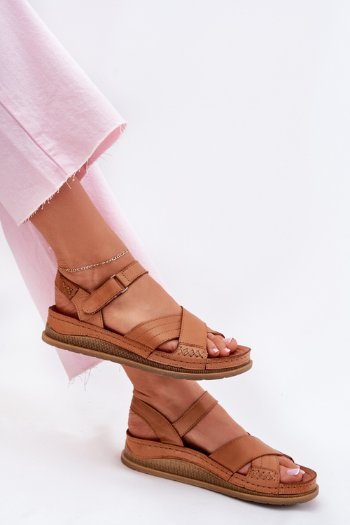 Жіночі шкіряні сандалі на платформі Maciejka L7064-04 коричневі